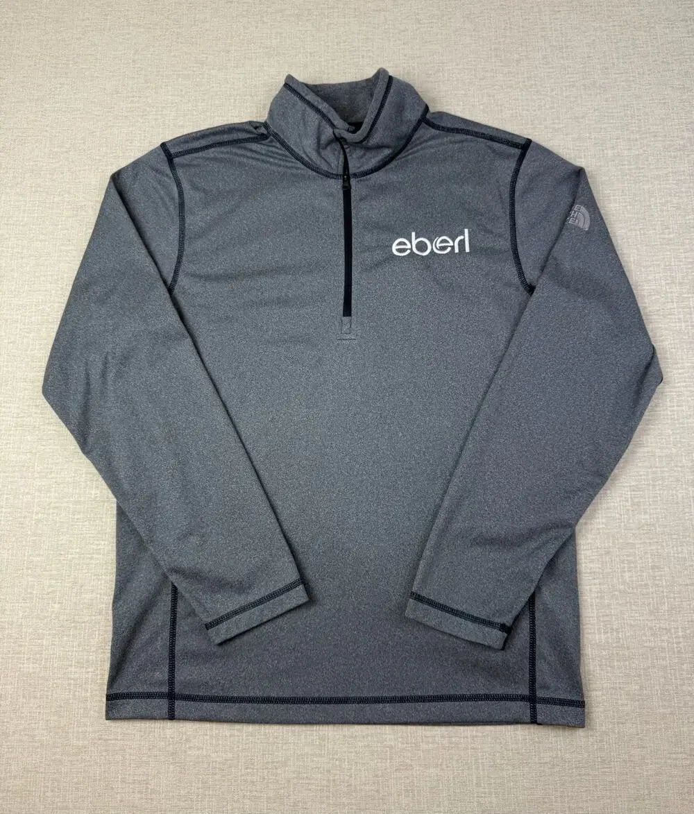 The North Face Mens M Eberl 1/4 Zip Pullover Gray Performance Fleece Jacket